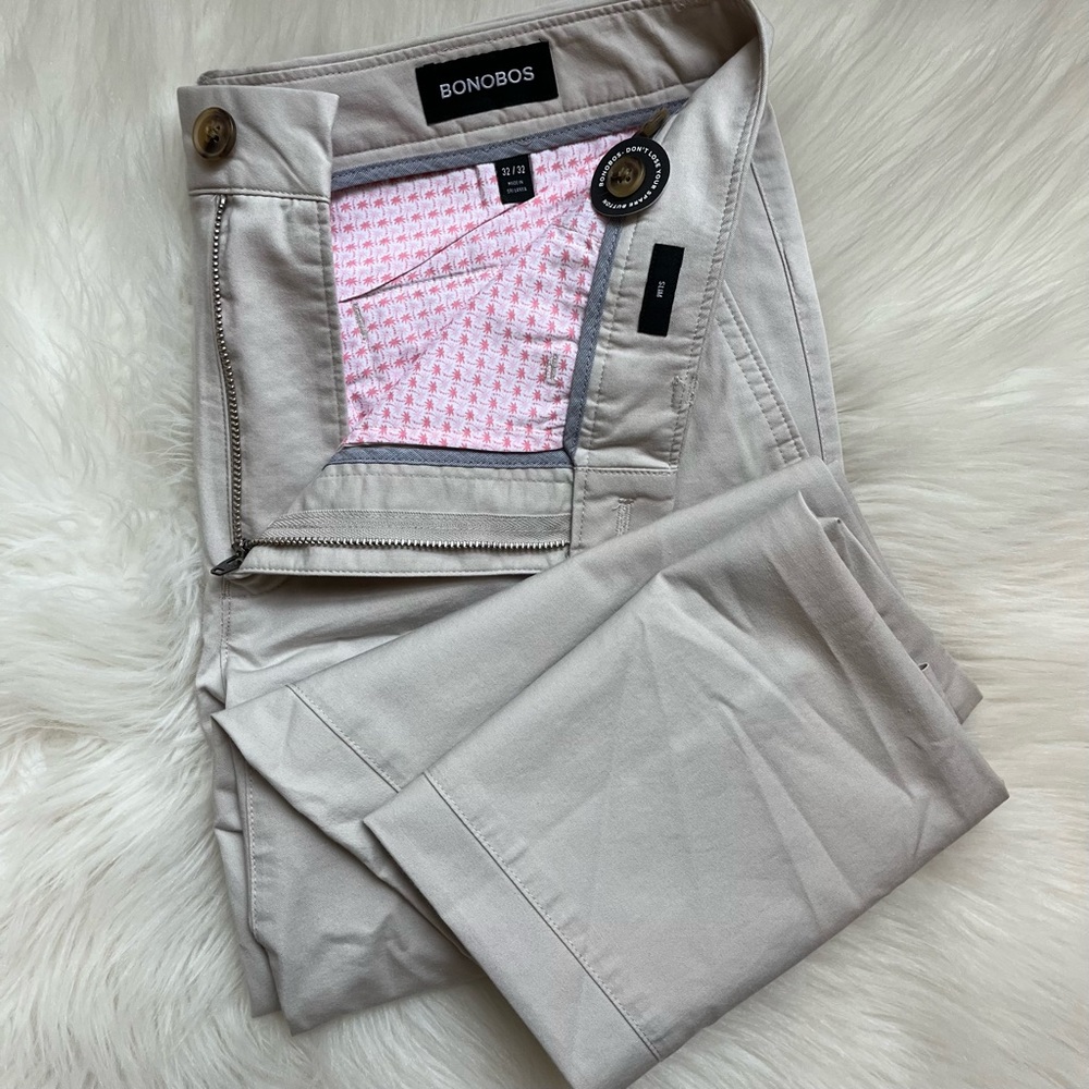 New Bonobos Men’s Pants Lightweight Stretch Chinos Chino Slim 32x32 32 Khaki